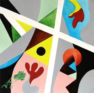 Composition 13. 2013. $2300. 45.5cm H x 45.5cm W. Oil on canvas stretcher. Unframed. Copyright Daphne Mason