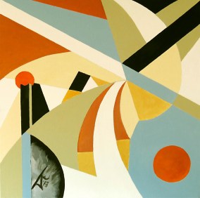 Composition 2. 2013. $2300. 45.5cm H x 45.5cm W. Oil on canvas stretcher. Unframed. Copyright Daphne Mason