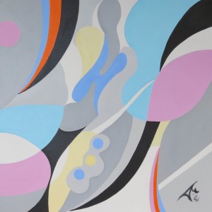 Composition 23. 2014. Oil on canvas stretcher. 76cm W x 76cm H. Copyright Daphne Mason