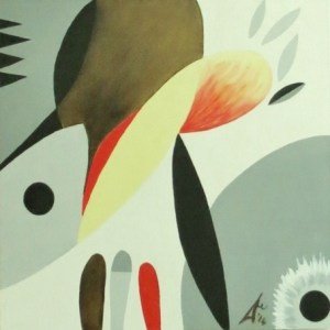 Composition 25. 2014. Daphne Mason. 45.5cm H x 45.5cm W. Oil on canvas stretcher. Private Collection. Copyright Daphne Mason