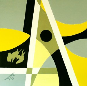 Composition 3. 2013. $2300. 45.5cm H x 45.5cm W. Oil on canvas stretcher. Unframed. Copyright Daphne Mason