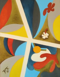 Composition 34. 2015. Oil on canvas stretcher. 45.5cm W x 61cm H. Copyright Daphne Mason