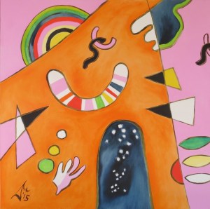 Composition 35. 2015. Oil on canvas stretcher. 76.5cm W x 76cm H. Copyright Daphne Mason