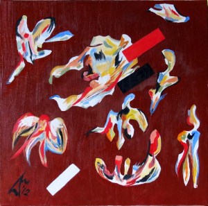 Nebulon 6. 2012. $2950. 45.5cm H x 45.5cm W. Oil on canvas stretcher. Unframed. Copyright Daphne Mason
